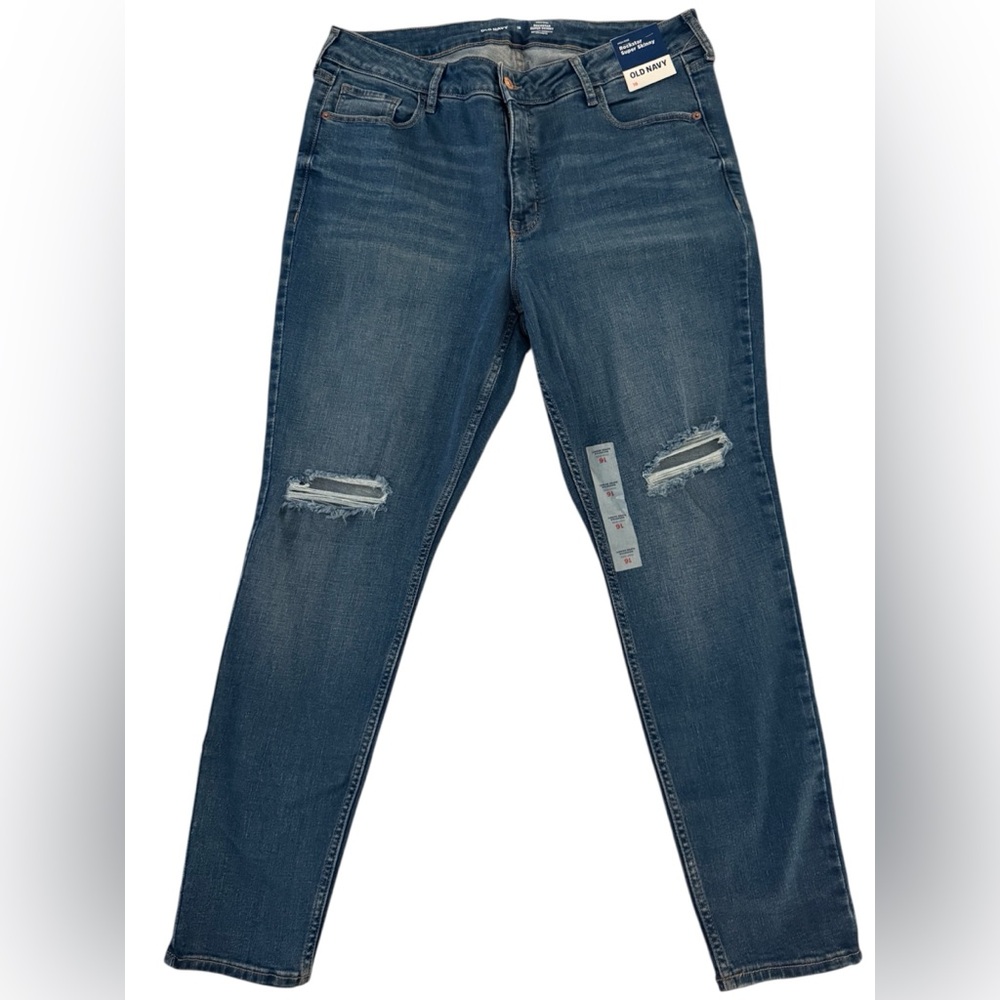 Old Navy Blue Skinny Jeans with Distressed Knees